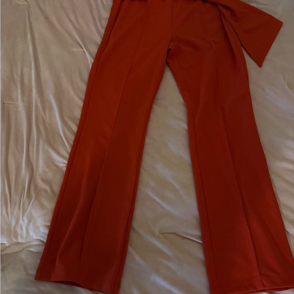 Vibrant Orange Wide Leg Pants with Flowing Silhouette
